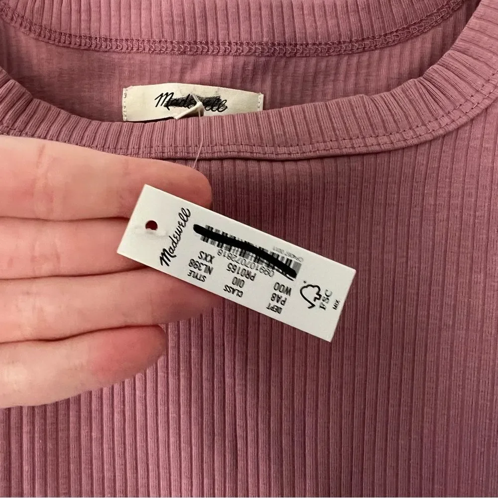 NWT Madewell The Tailored Crop Tank in Sleekhold in Pink - Picture 9 of 9